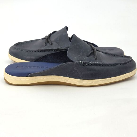 Sperry Mulefish Boat Shoes Womens Size 6 Blue Distressed Leather Nautical Prep - Picture 2 of 11